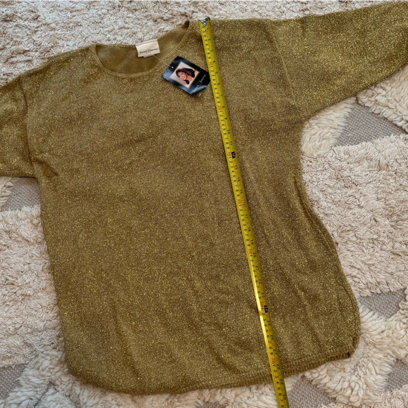 Jaclyn Smith vintage Gold Sequined Chiffon Layer Lagenlook Sweater vintage - Picture 7 of 8